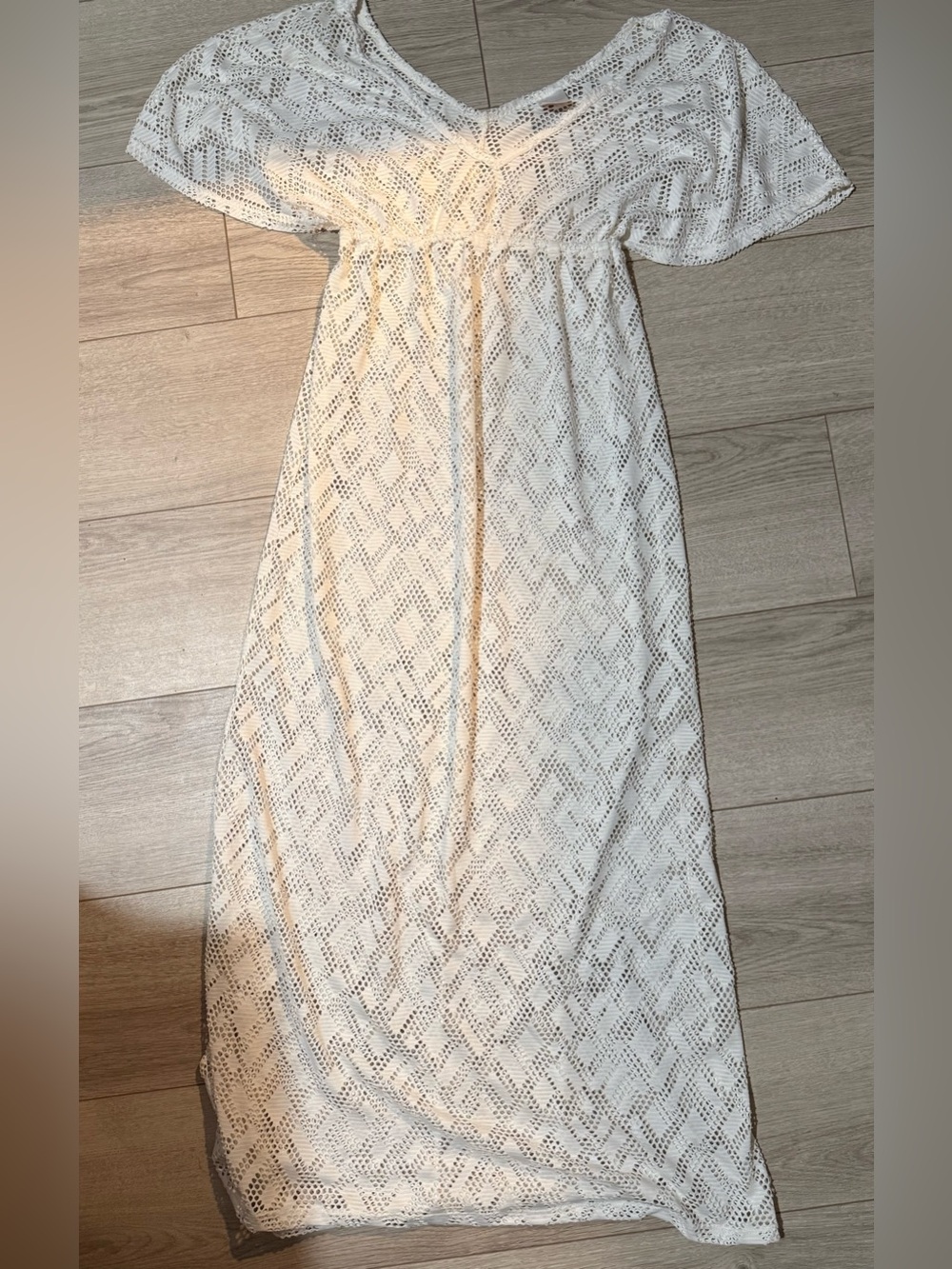 Xhilaration White Crochet Lace Maxi Swim Coverup